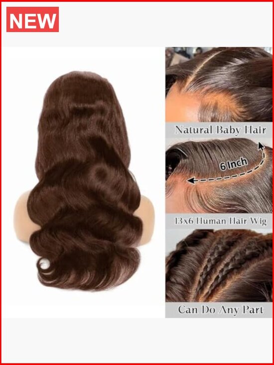200% Density 30 Inch Human Hair Lace Front Wig Body Wave Glueless main image 5
